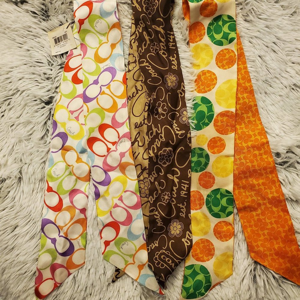 3 Coach Silk Ponytail Scarves